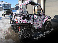 Pink Camo digitally printed and laminated.